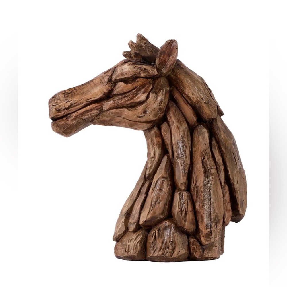 Horse Head Rustic Driftwood Look,Brown Resin,statue,Farm Barn,Equestrian,Western